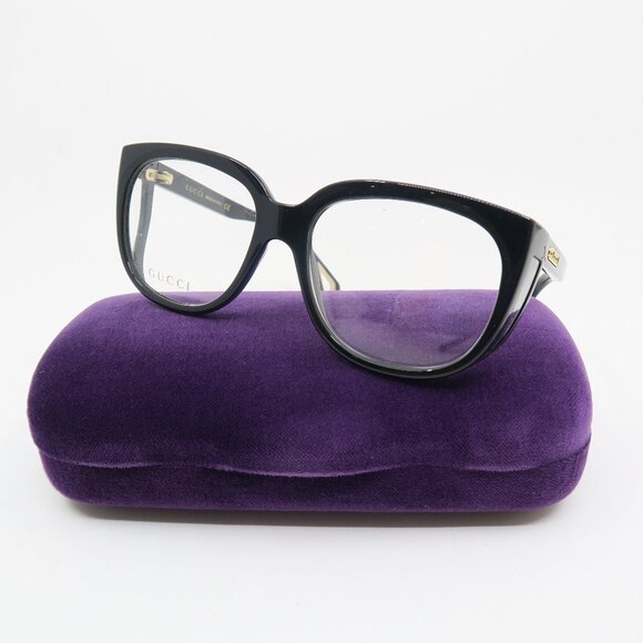 Gucci GG0470O 001 56mm Black with Lateral Wings, New Women's Eyeglasses Frames. - Picture 1 of 9
